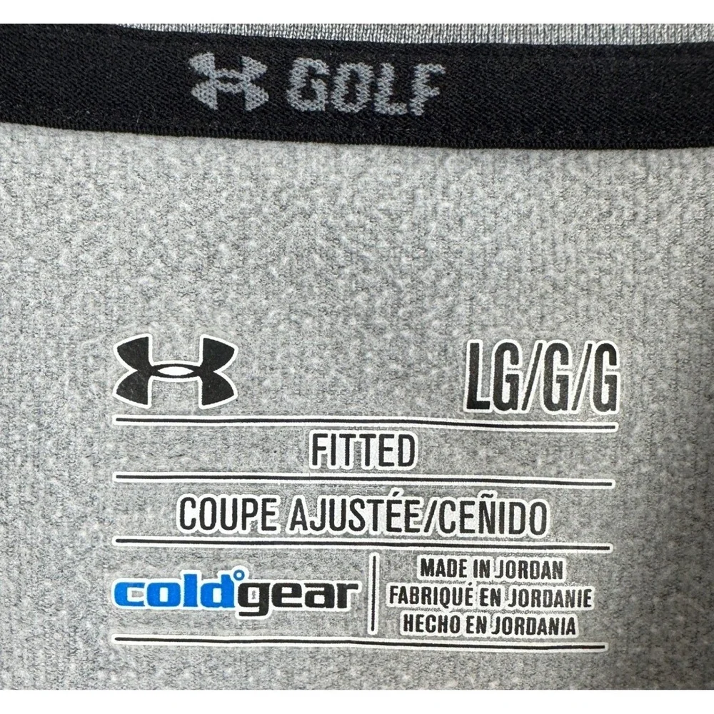 Under Armour Shirt Mens Large Grey ColdGear Golf Mock Neck Base Layer Top Fitted